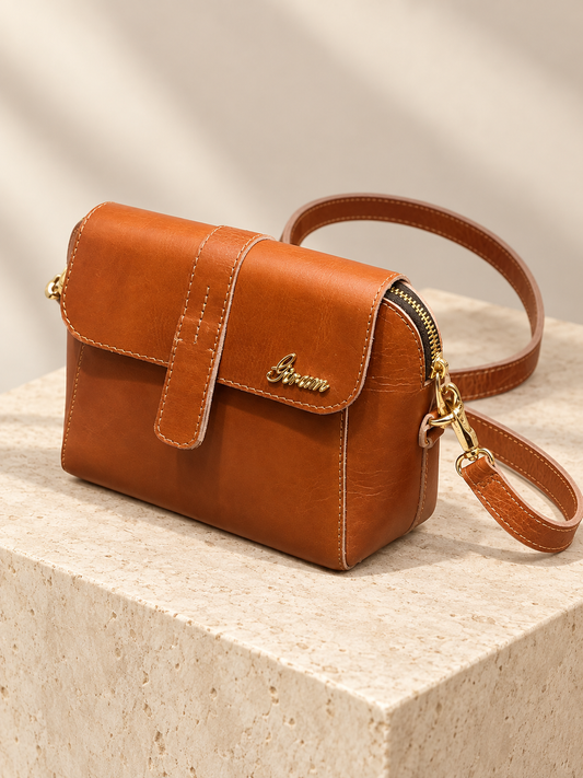 Girum Cognac Leather Crossbody Bag